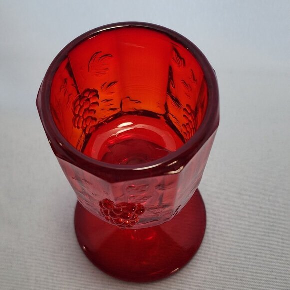 Wright Paneled Grape Ruby Wine Glass 4" Westmoreland vtg sweet wine liqueur - Picture 3 of 8